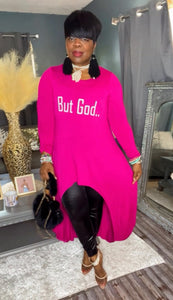 “But God” Oversized High Low Tunic Top in Magenta 💕(S-L)