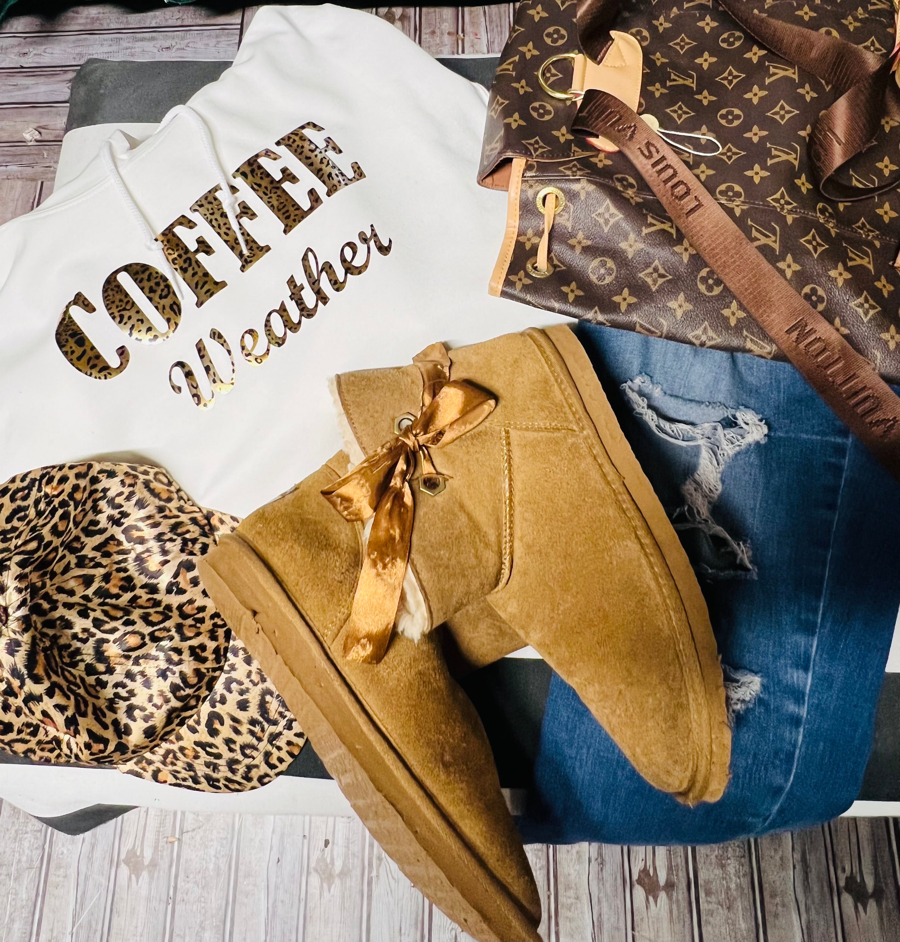 “Coffee Weather “ Oversized Hoodie in Cheetah Print 🤎