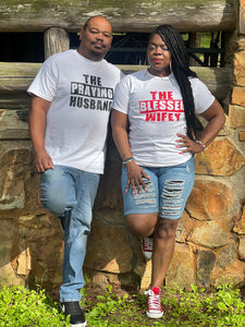 “The Power Couple” Hubby and Wifey Crew Neck Graphic Tee- Shirt(Plus)❤️🖤