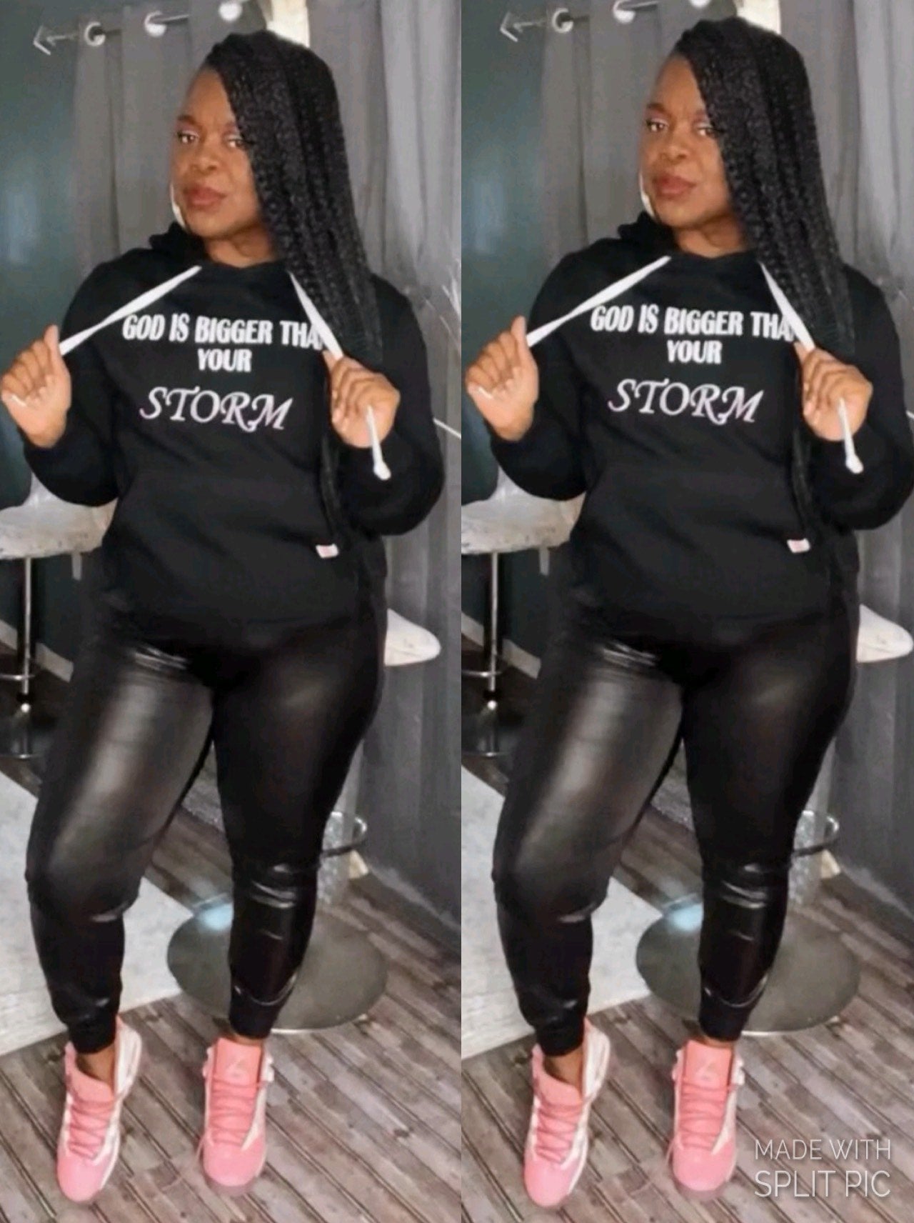 “God is Bigger than your Storm”  Oversized Pullover Hoodie in Black (Plus)🖤💕