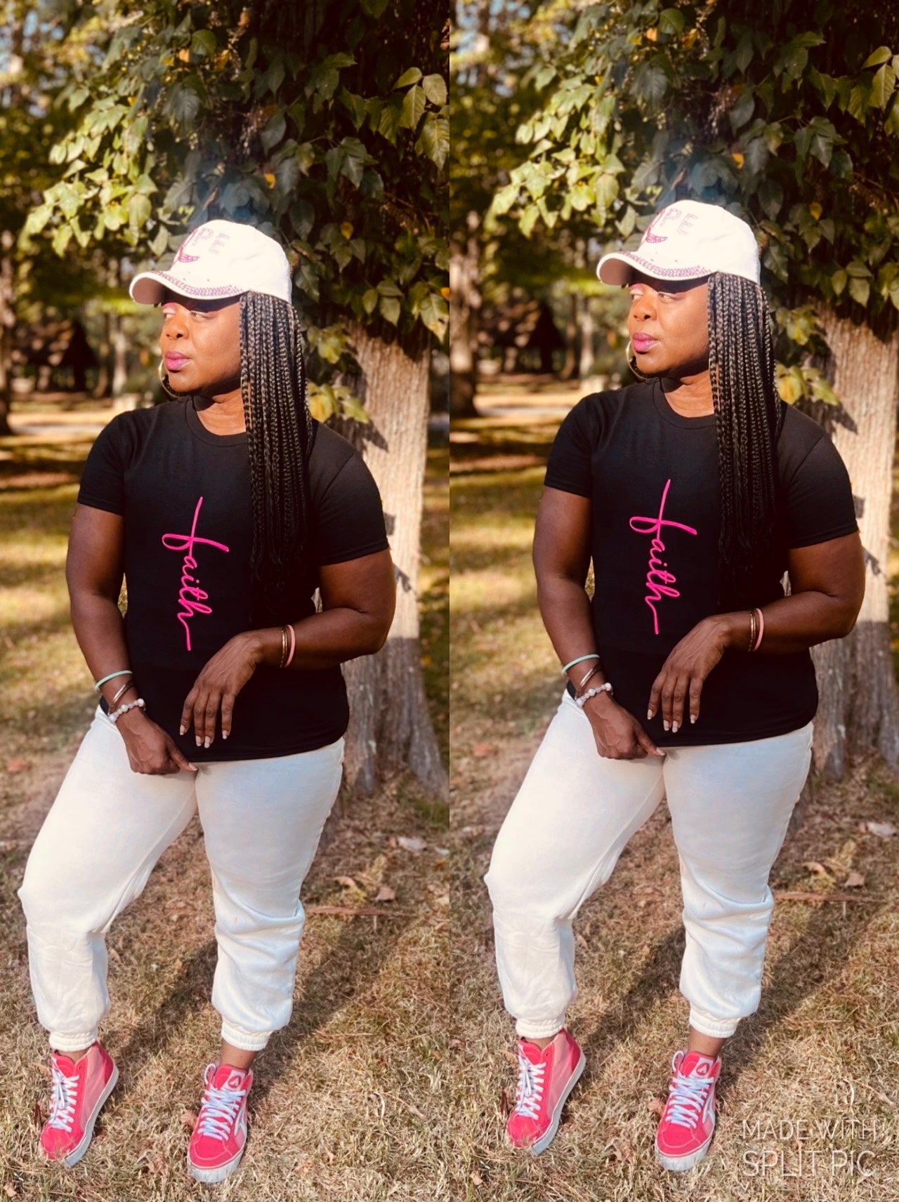 “Walking by Faith” Graphic Tee Shirt in Black and Pink 💕 (Plus)