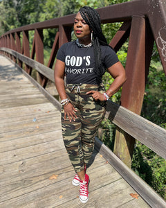 “God’s Favorite “ Crew Neck Graphic Tee Shirt in Black (Plus) 🖤