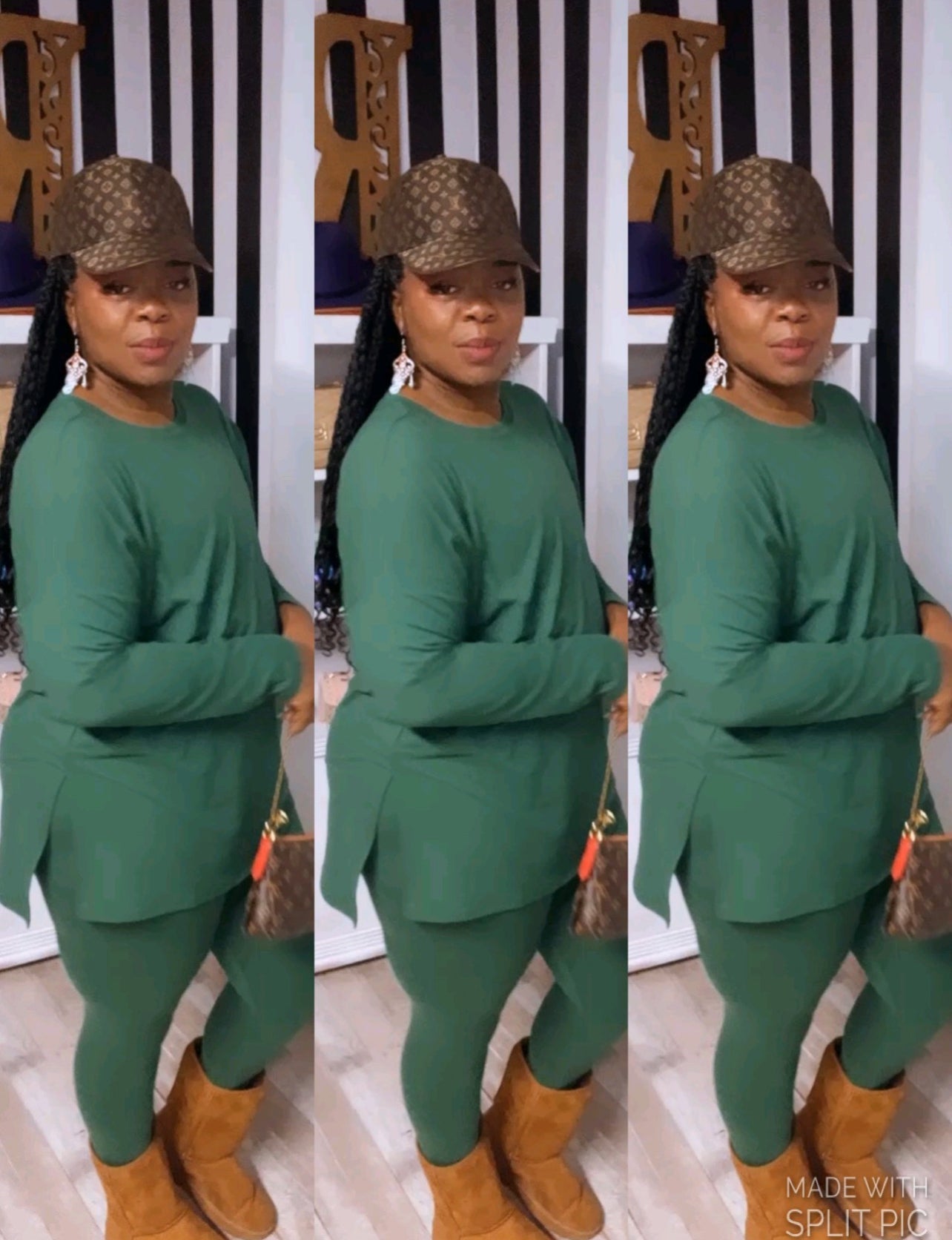 “Grab N Go” Crew Neck Long Sleeve Lounge Set in Hunter Green 🍃🍃