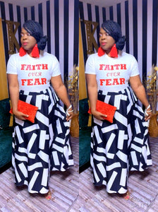 “Faith over Fear “ Crew Neck Graphic Tee Shirt in White/Red (Plus)♥️