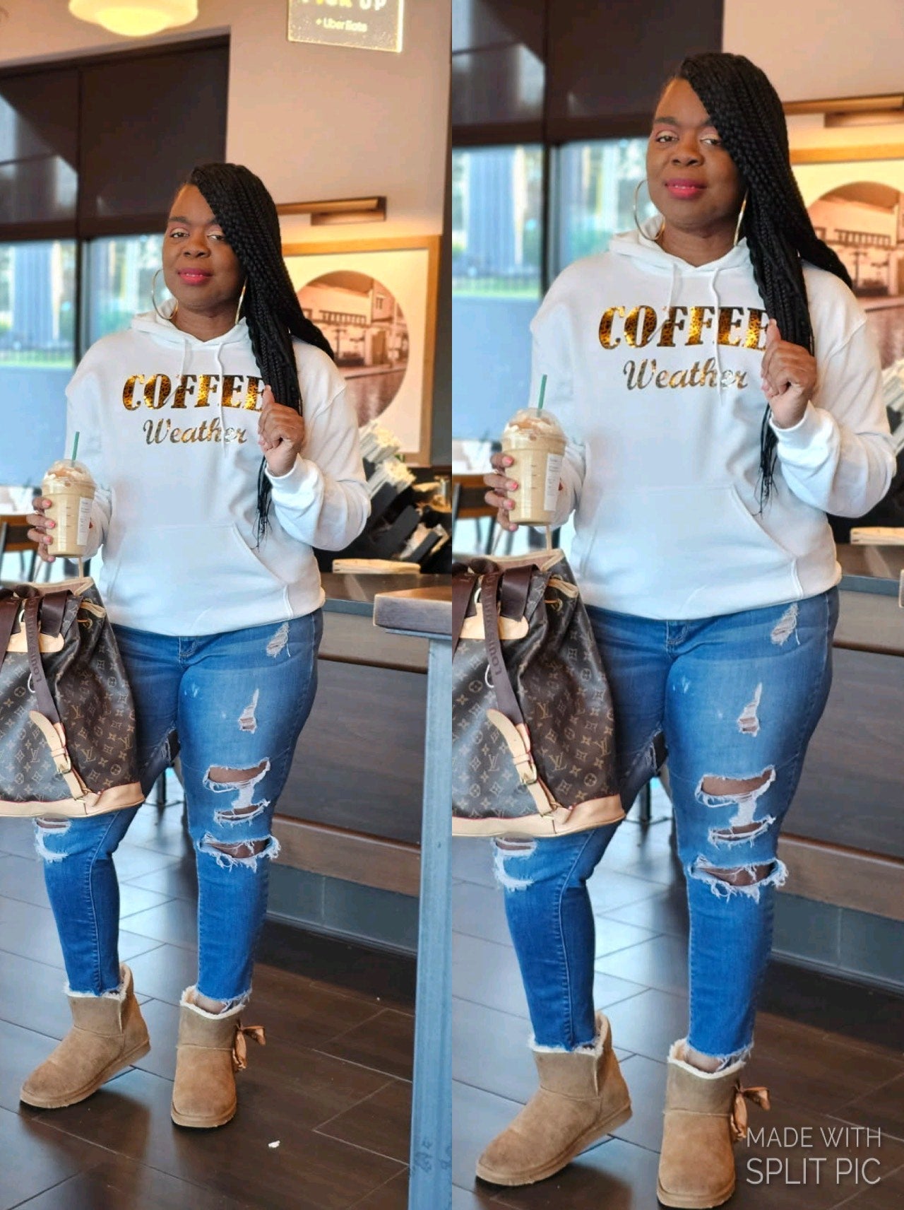 “Coffee Weather “ Oversized Hoodie in Cheetah Print 🤎