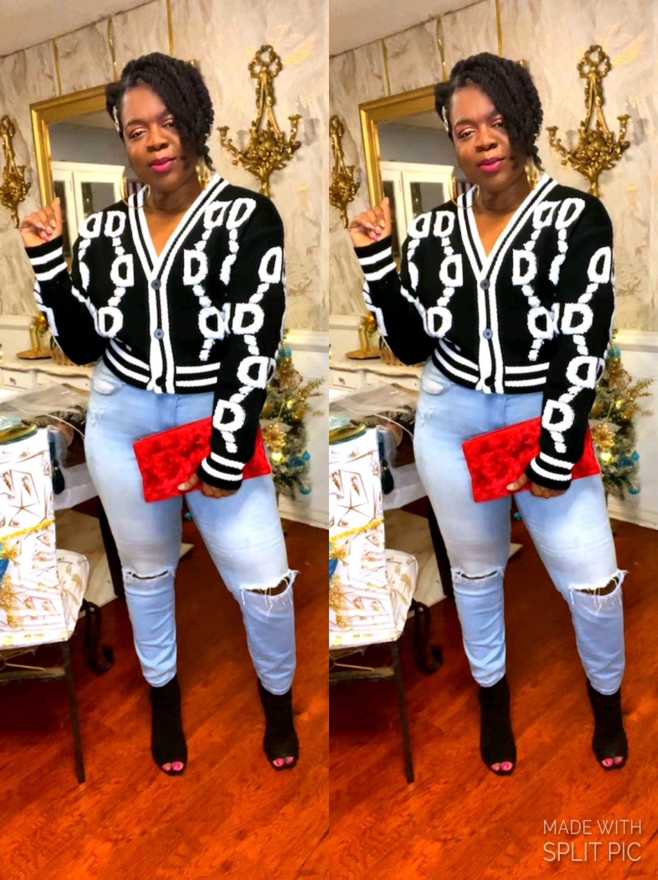 “Pretty Girl Vibes”  Button Up Cardigan in Black and White 🖤