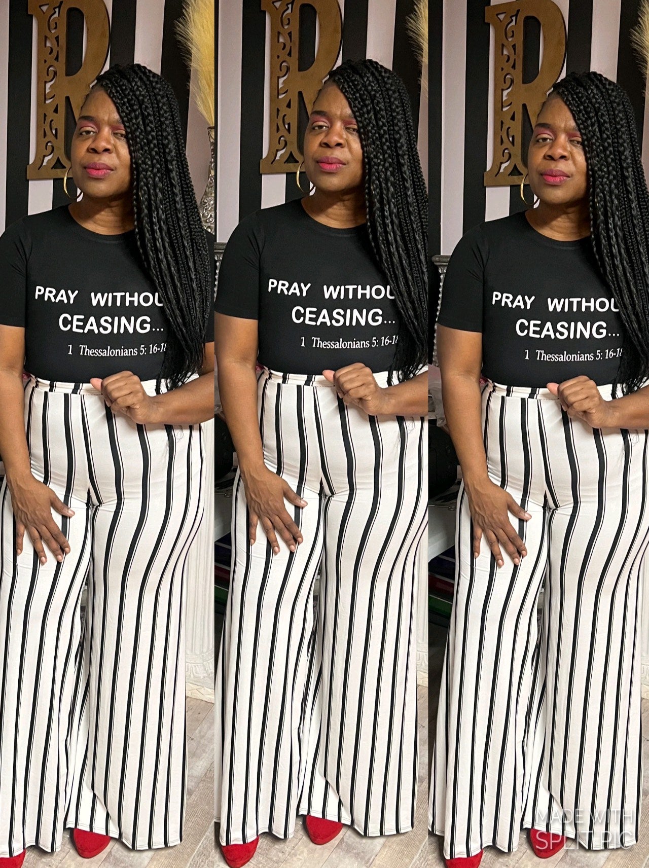 “Pray Without Ceasing” Crew Neck Graphic Tee Shirt in Black 🖤