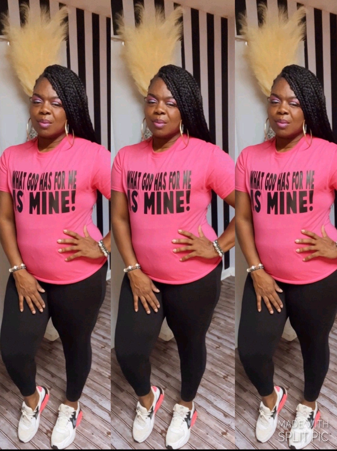 “What God has For me is Mine” Crew Neck Graphic Tee” in Hot Pink” (Plus)💕