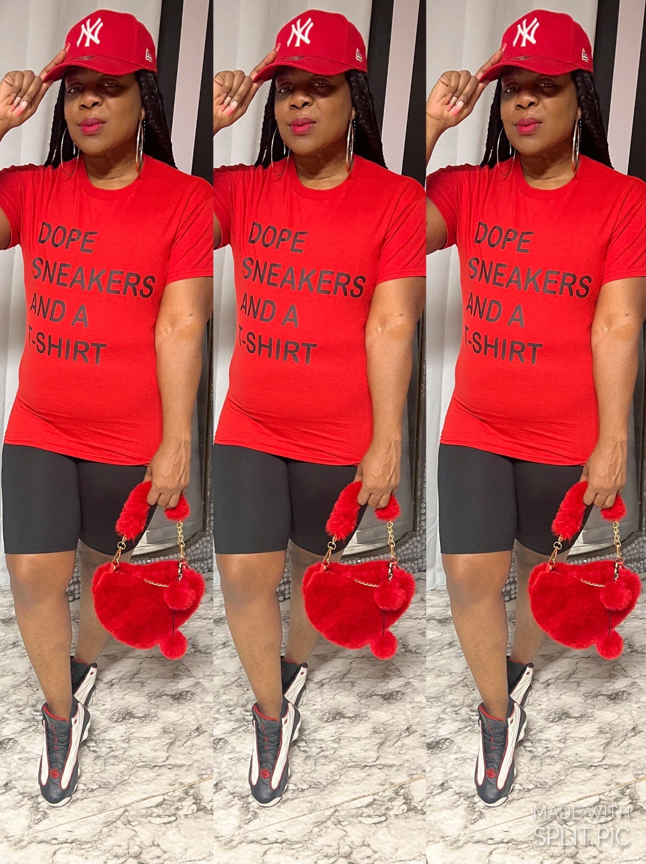 “Dope Sneakers and A T-Shirt” Biker Short Set in Red❤️