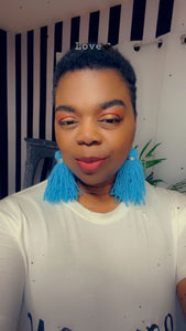 “Fancy Girl” Tassel Earrings in Turquoise 🦋