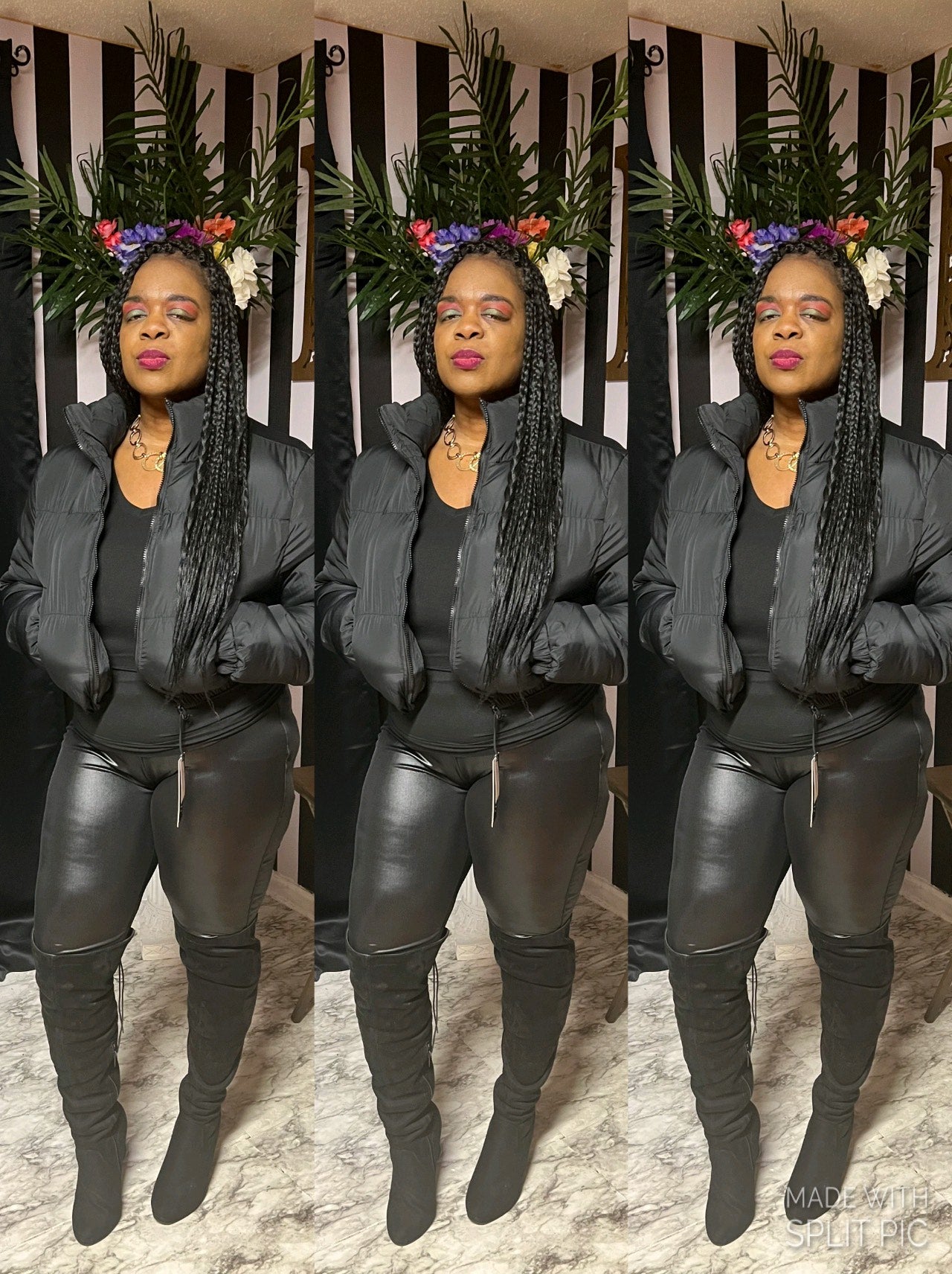 “All Black Affair” Bubble Coat in Black