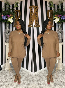 “The Everyday” Two Piece Leggings Set In Mocha